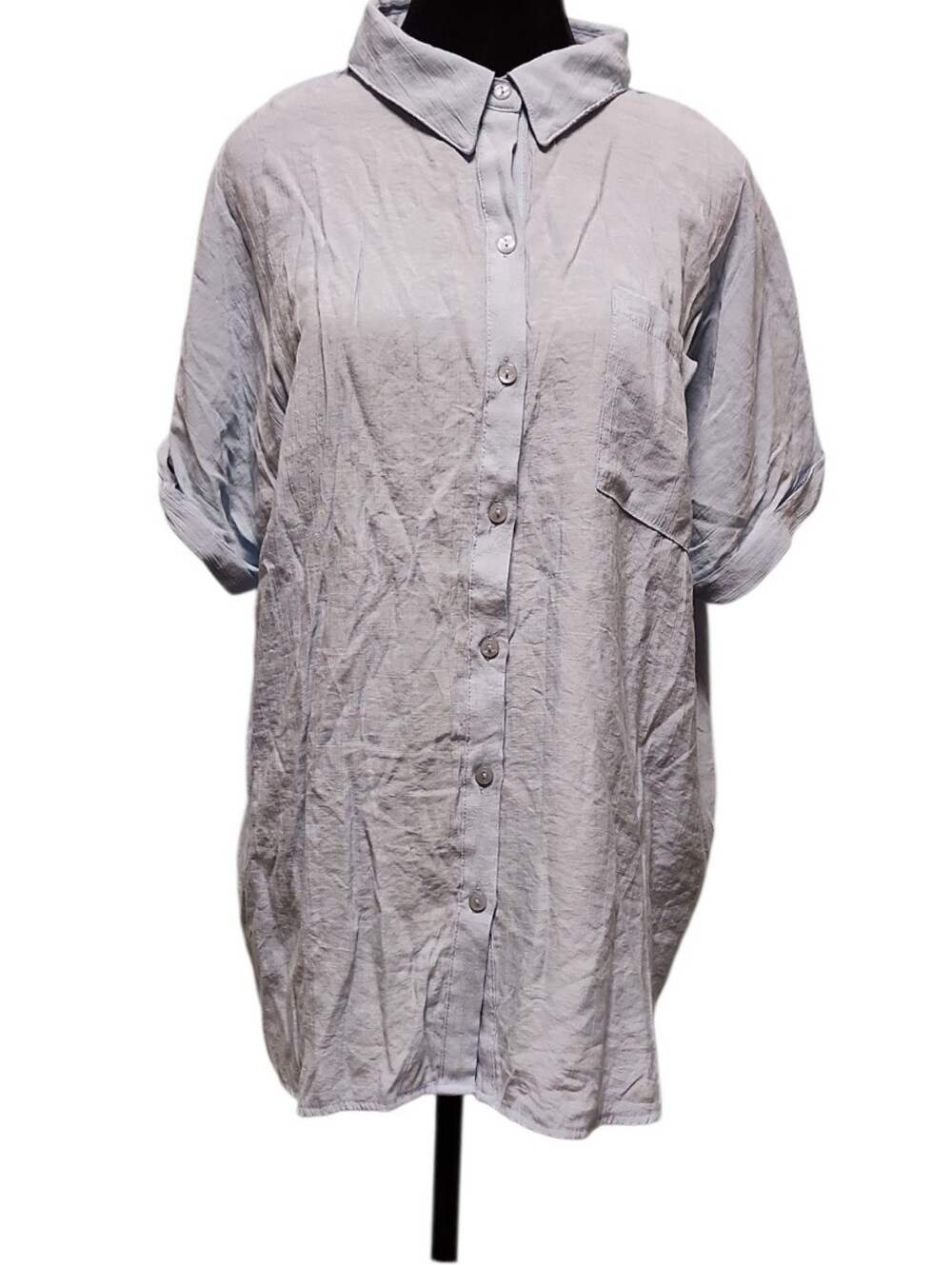 Notations Women's Pale Blue Short-Sleeve Button Shirt 2X - Picture 3 of 7